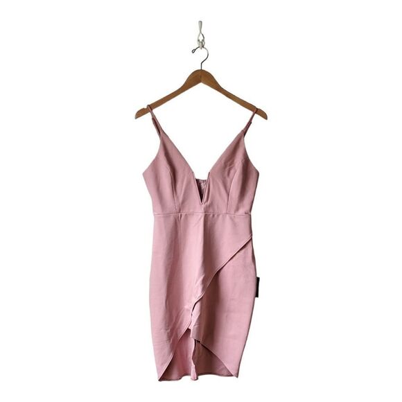 NWT Lulu's Dare to Take the Plunge Dusty Pink Tulip Mini Dress sz M - Picture 1 of 12